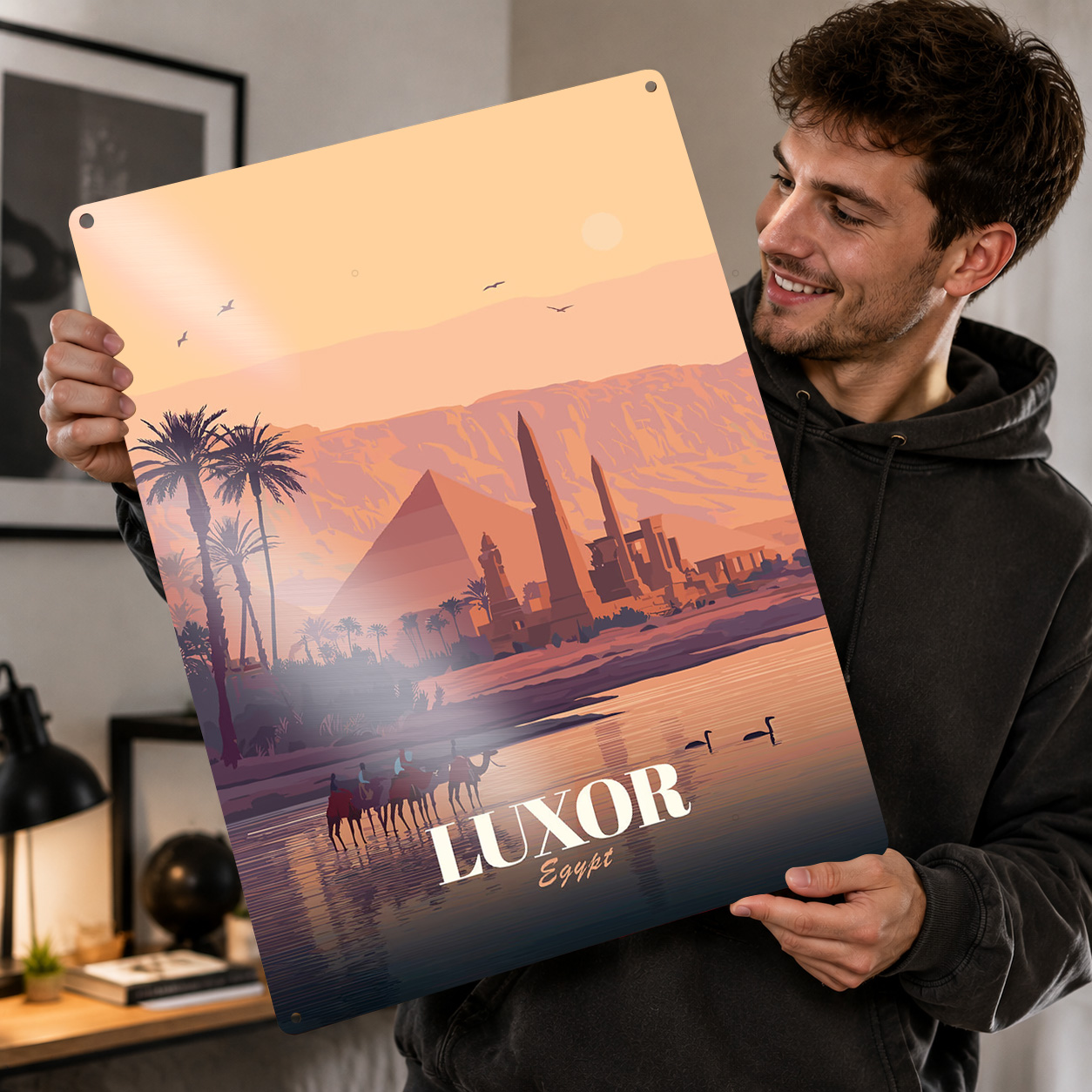 Travel Accessories Egypt - Metalowy plakat podróżniczy Luxor Egipt -