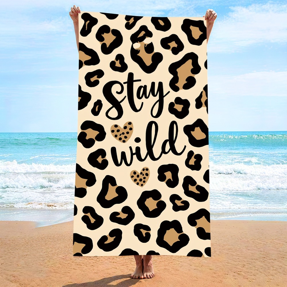 Travel Towel Quick Dry - Ręcznik plażowy z nadrukiem w panterkę,