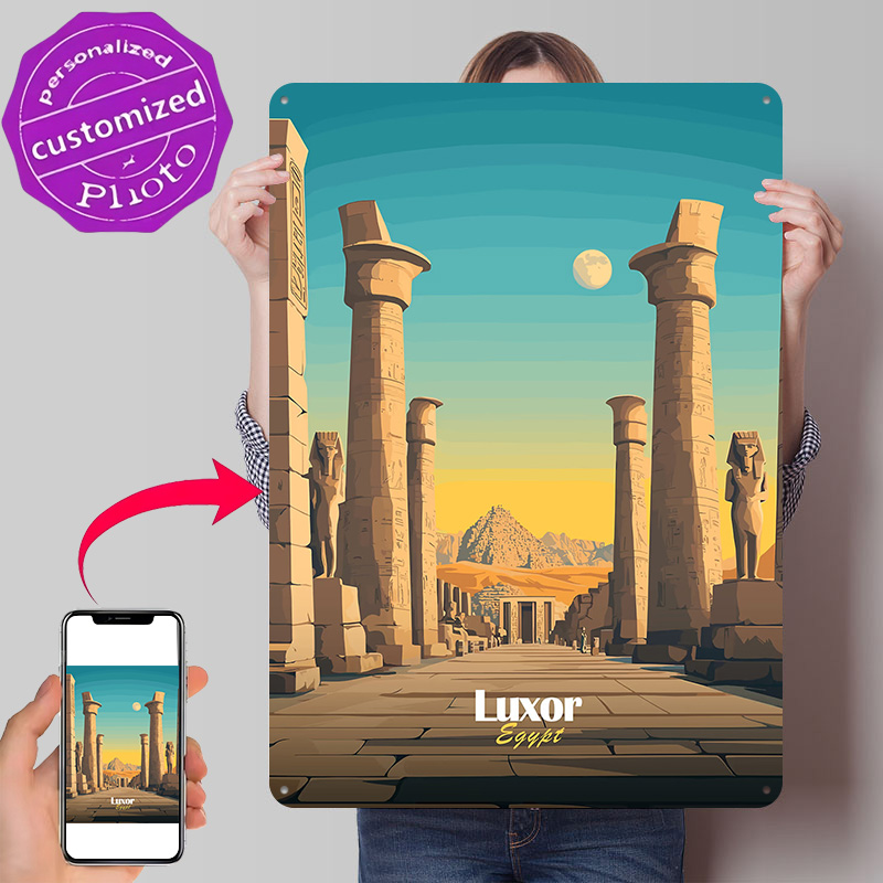Travel Accessories Egypt - Metalowy plakat podróżniczy Luxor Egipt -